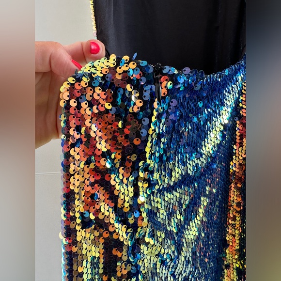 REVOLVE about us sequin mini dress open back orange/yellow formal party event S - Picture 12 of 14